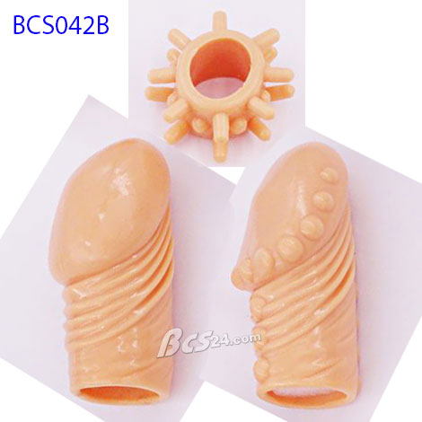 1.Combo Bộ bao đôn đầu dương vật cùng vòng gai silicone mềm mại - (BCS042B)